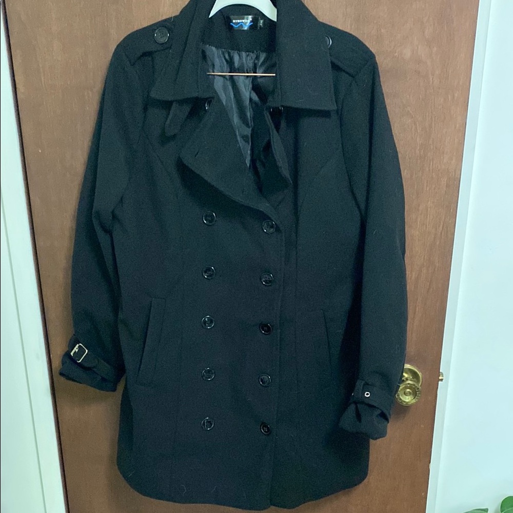 Women's Black Double-Breasted Coat (runs small, see note!)
